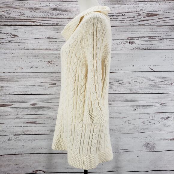 Coldwater Creek Cream Cable Knit Cowl Neck Wool Blend Sweater Size 1X - Picture 3 of 14